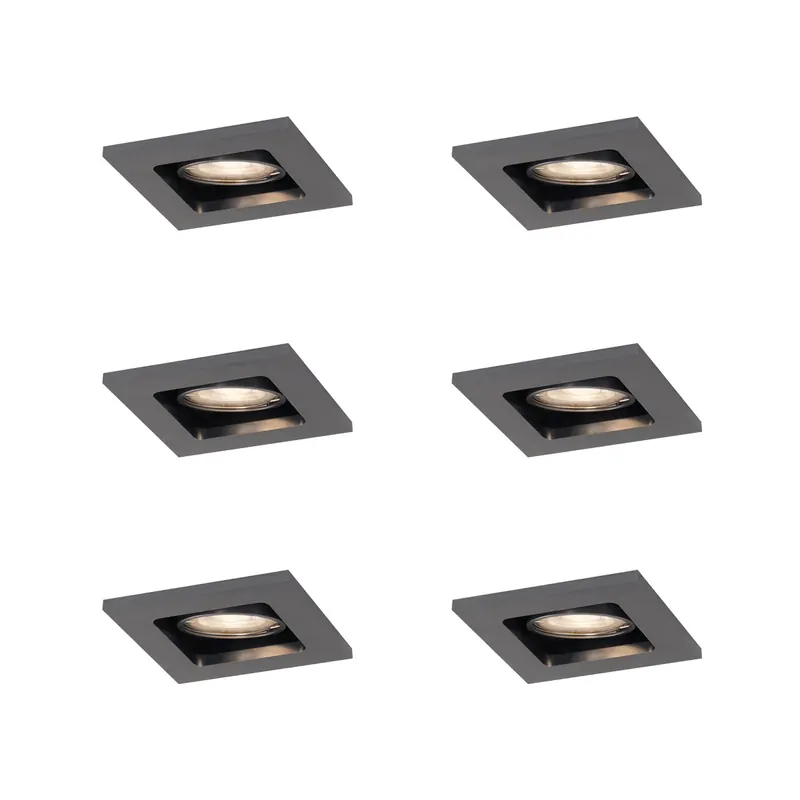 Csak ma 6 darabos modern süllyesztett spotlámpa készlet, fegyverszürke, GU10, 50mm, kerek, dönthető - Qure
