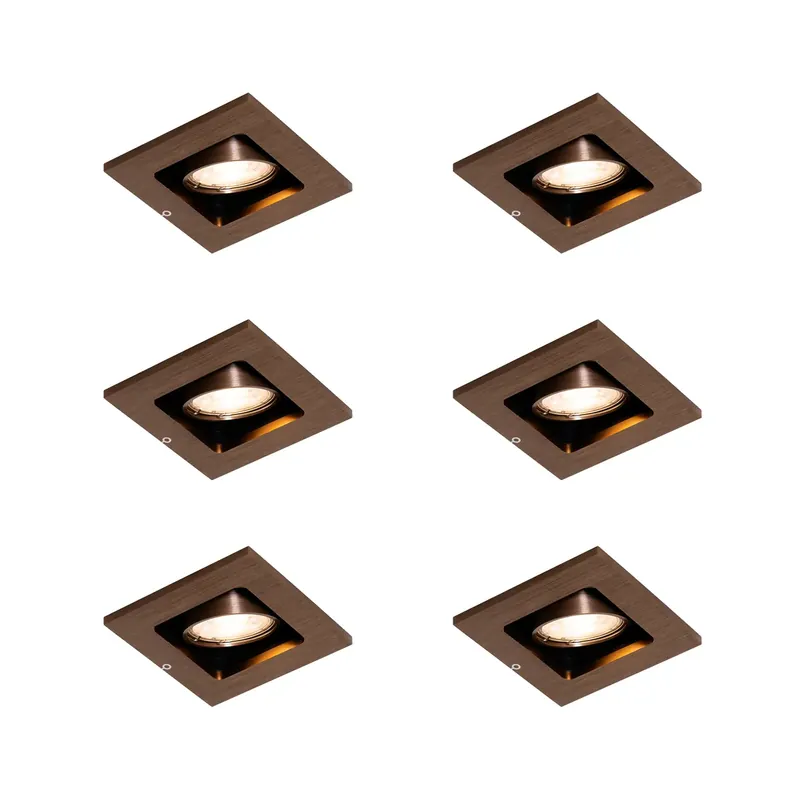 Gyors kiszállítás 6 darabos modern, sötét bronz színű, állítható süllyesztett spotlámpa szett - Qure