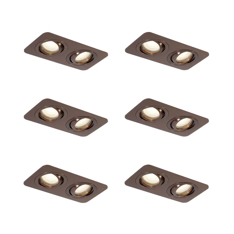 6 darabos, lekerekített, sötét bronz, süllyesztett spotlámpa készlet GU10 50mm-es, forgatható és dönthető IP44 2-fényű - Alberto Gyors kiszállítás