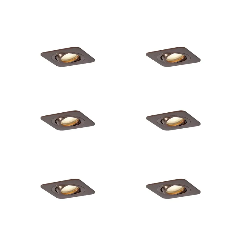 Árcsökkenés 6 darabos, lekerekített, sötét bronz, süllyesztett spotlámpa szett GU10 50mm IP44 - Alberto
