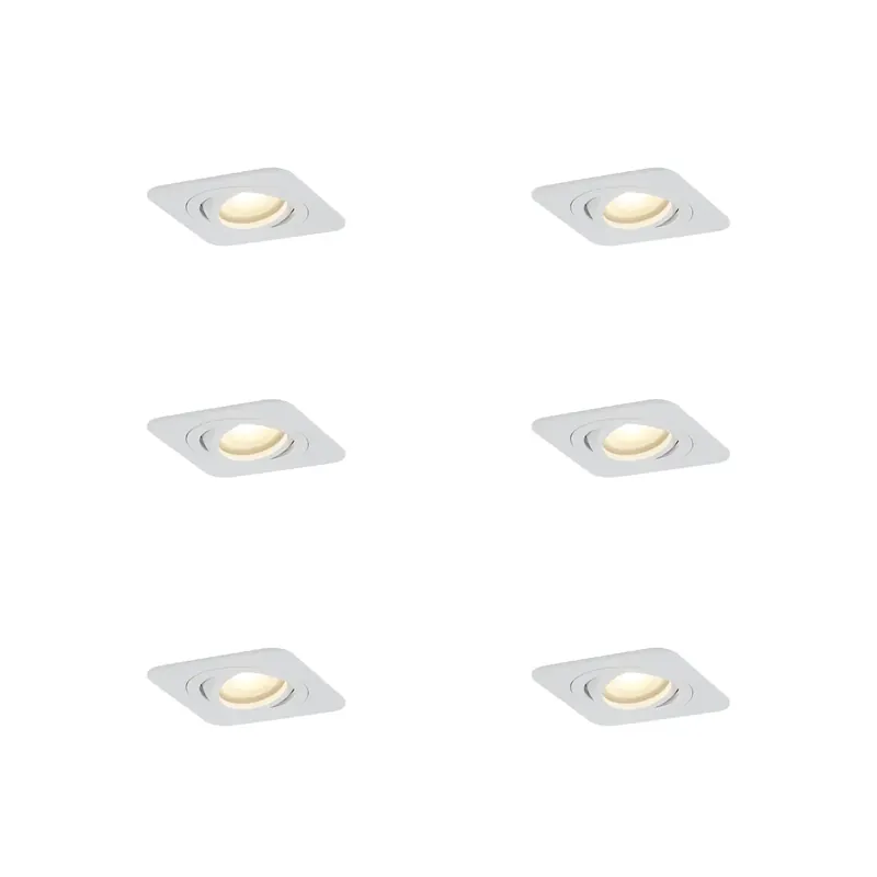 Prémium 6 darabos, lekerekített, süllyesztett spotlámpa szett, fehér, GU10 50mm, forgatható és dönthető, IP44 - Alberto