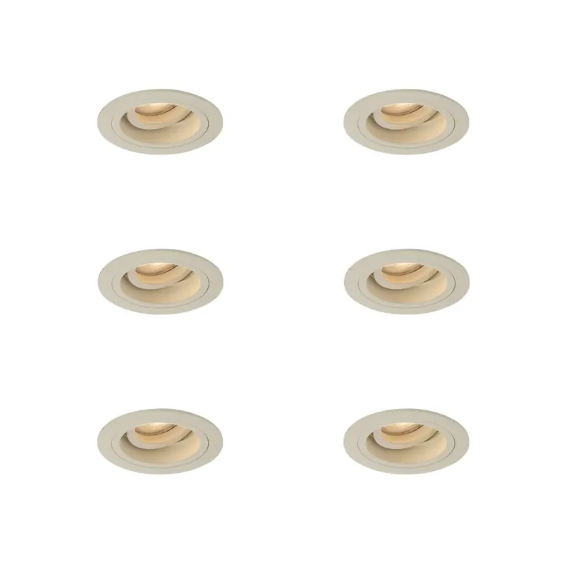 Azonnal elérhető 6 darabos modern, bézs színű, süllyesztett spotlámpa készlet GU10 50mm-es, forgatható és dönthető - Chuck