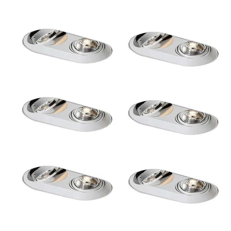 6 darabos, lekerekített, süllyesztett spotlámpa szett, fehér, GU10 70mm 2-fényű - Hubs Azonnali szállítás