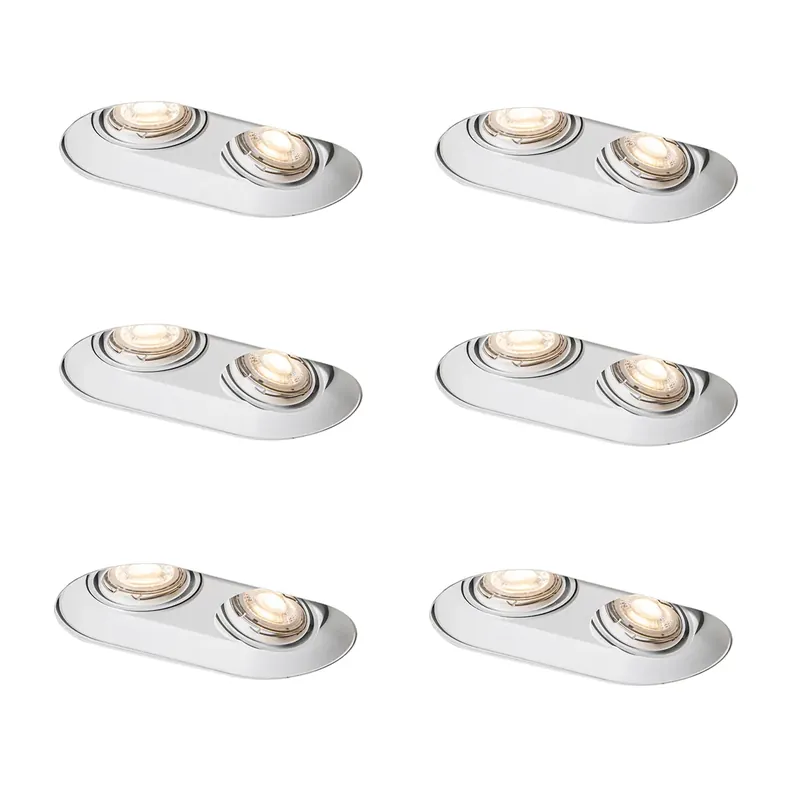 6 darabos, lekerekített, süllyesztett spotlámpa készlet fehér GU10 50mm 2-lámpás - Hubs Legkelendőbb