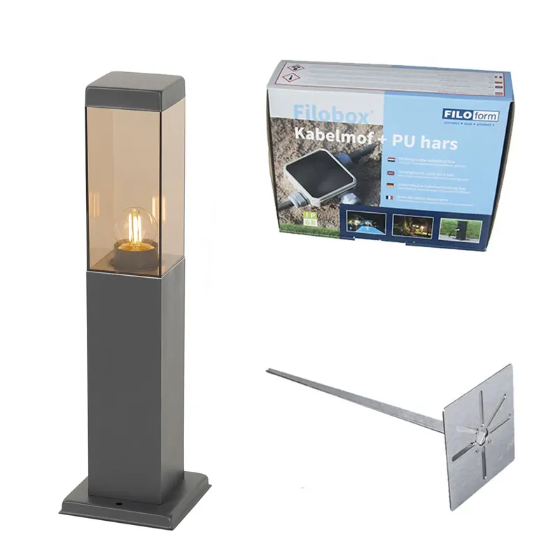 Exkluzív ajánlat Modern kültéri lámpaoszlop sötétszürke füsttel 45 cm - Malios