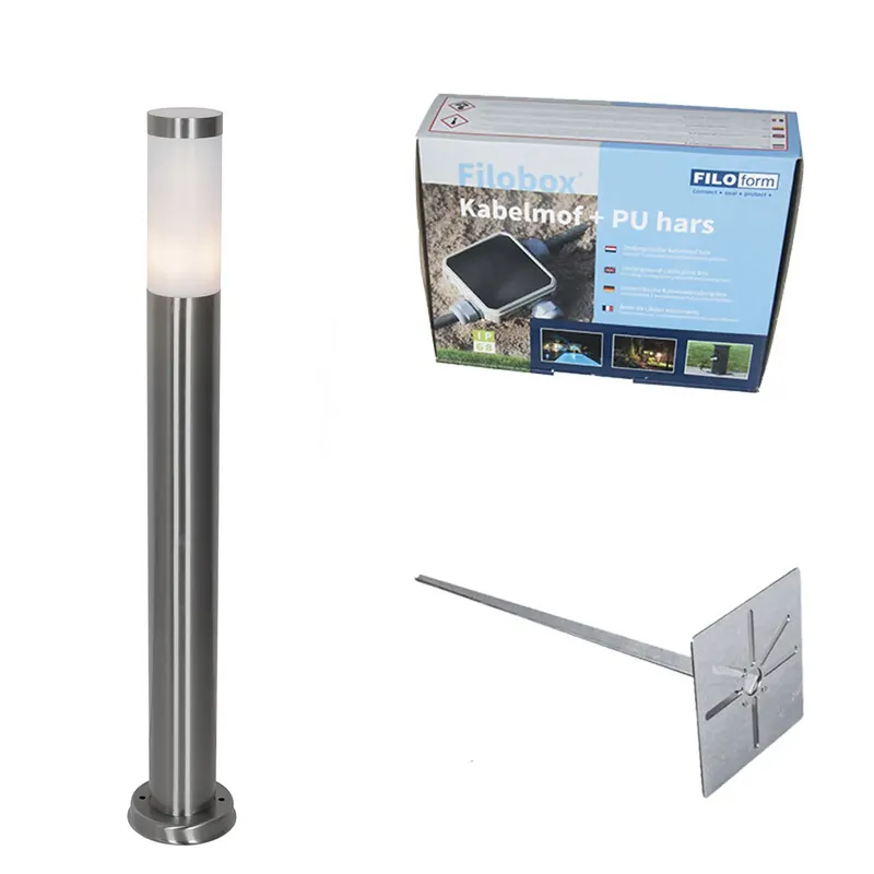 Modern kültéri kút lámpa acélból opállal 80 cm IP44 - Rox Prémium