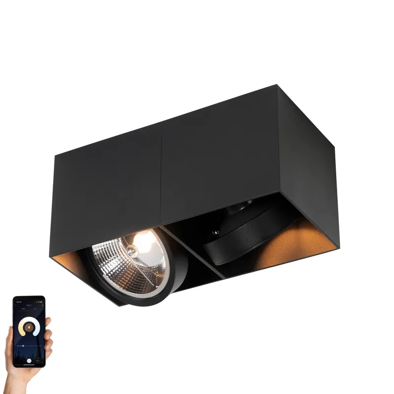 Szuper ajánlat Okos spotlámpa fekete téglalap alakú 2 lámpás, 2 Wifi GU10 111mm-es izzóval - Box