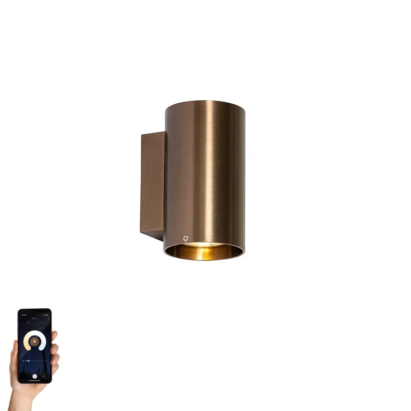 Okos fali lámpa sötét bronz kerek 2-lámpás 2 Wifi GU10 50mm-es izzóval - Sandy Akció