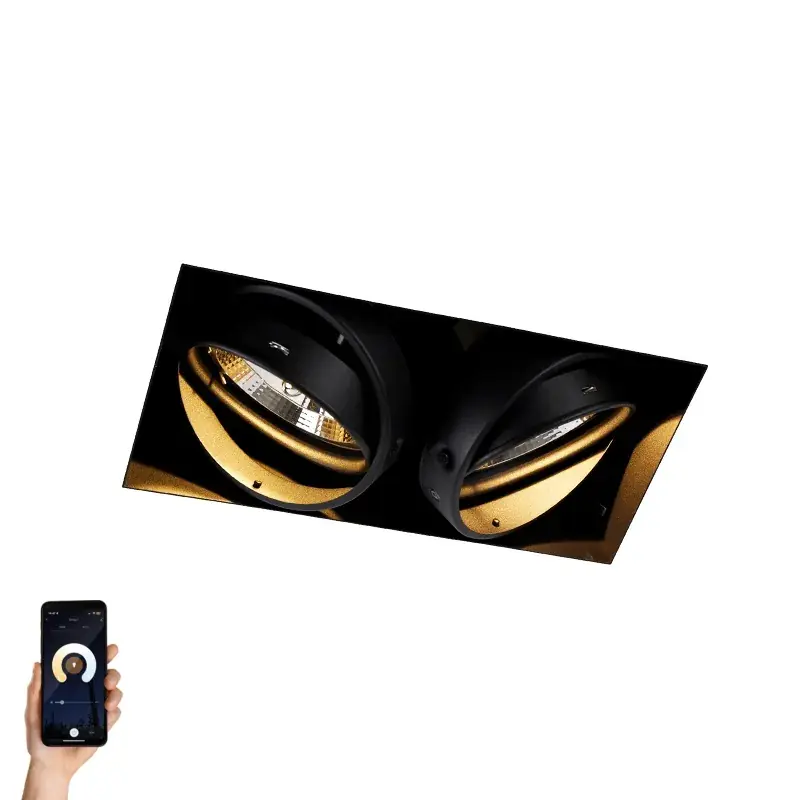 Korlátozott ajánlat Okos süllyesztett spotlámpa fekete keret nélküli 2-lámpás 2 Wifi GU10 111mm-es - Oneon