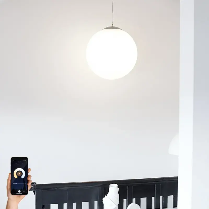 Okos skandináv függőlámpa ezüst színben, opálüveggel, 50 cm, WiFi A60-nal - Ball 50 Gyors szállítás