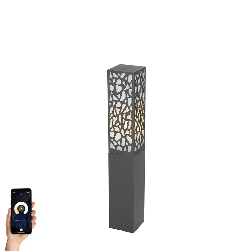 Okos kültéri oszlop fekete 60 cm IP44 Wifi ST64-gyel - Nicole Utolsó esély