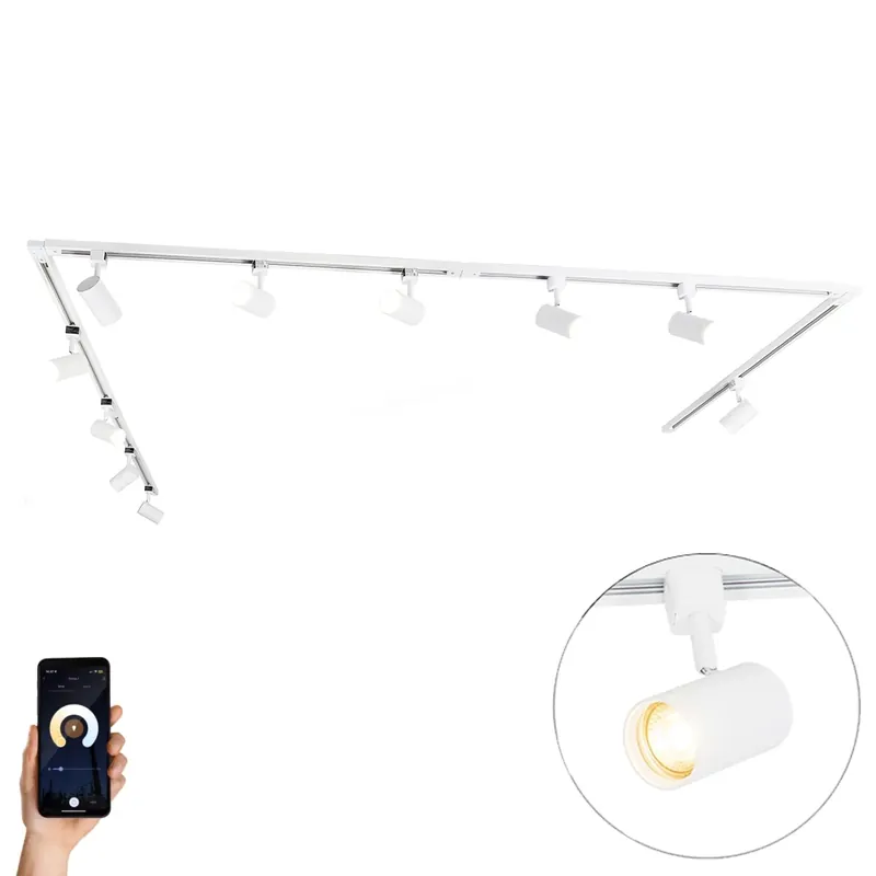 Népszerű Okos sínrendszer 10 spotlámpával, fehér, 1 fázisú, 10 Wifi GU10 50mm-es izzóval - Iconic Jeana