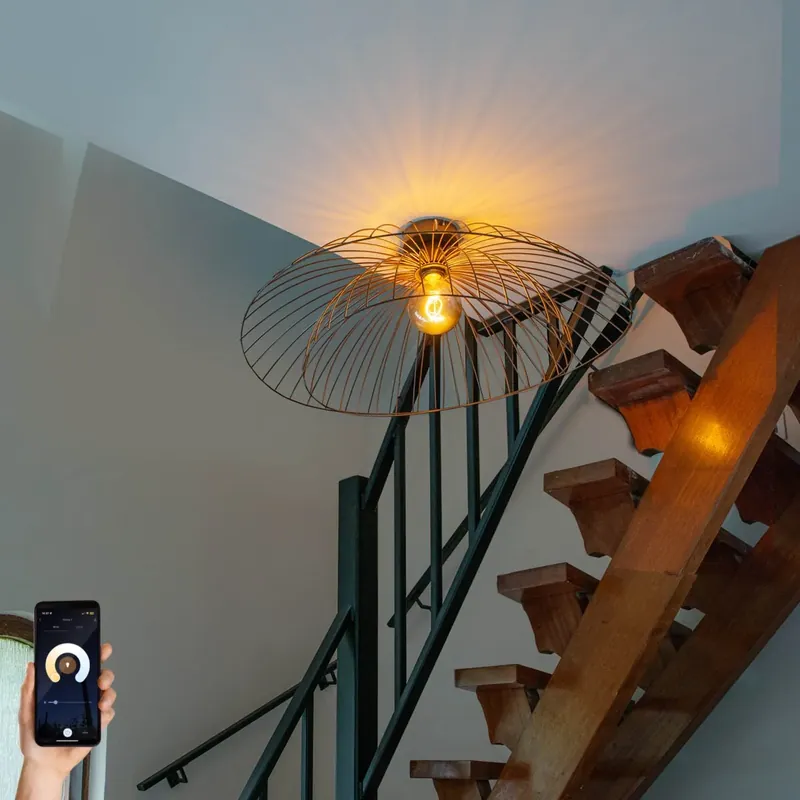Okos mennyezeti lámpa bronz színben, dupla búrával, 45 cm, WiFi G95-tel - Pua Vásárlói kedvenc