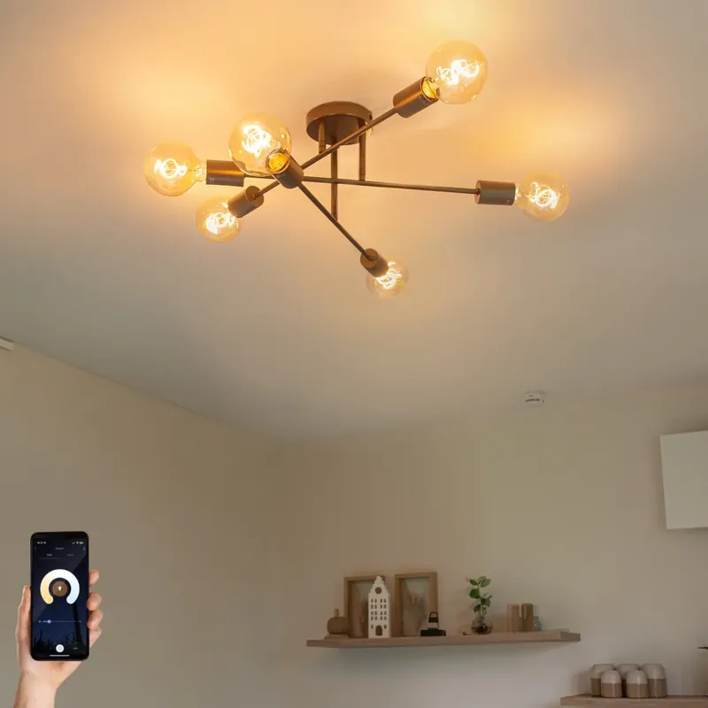 Vedd meg most Okos mennyezeti lámpa sötét bronz 6-lámpás, 6 Wifi G95-tel - Sydney