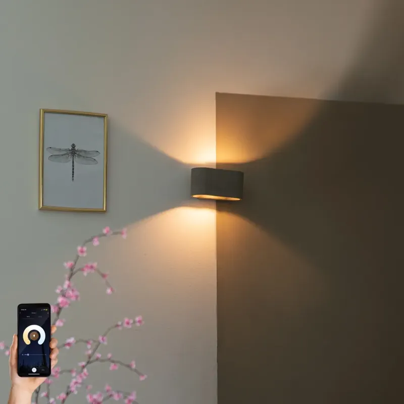 Akció Okos, ovális fali lámpa betonból, Zigbee G9-cel - Arles