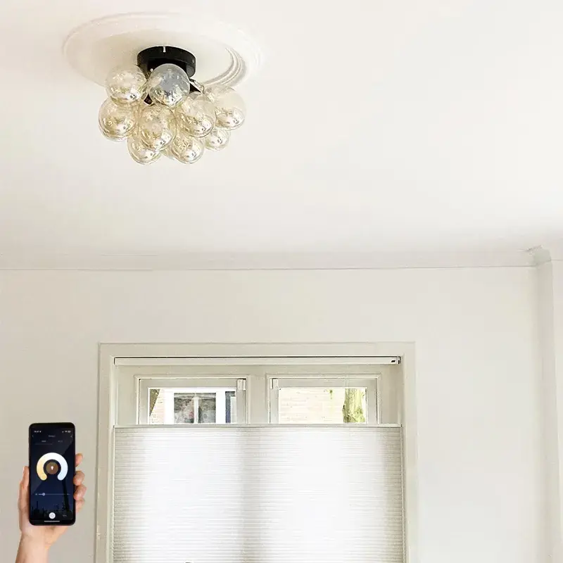 Ajánlat Okos mennyezeti lámpa fekete borostyánszínű üveggel, 3 égős, Zigbee G9-el - Uvas