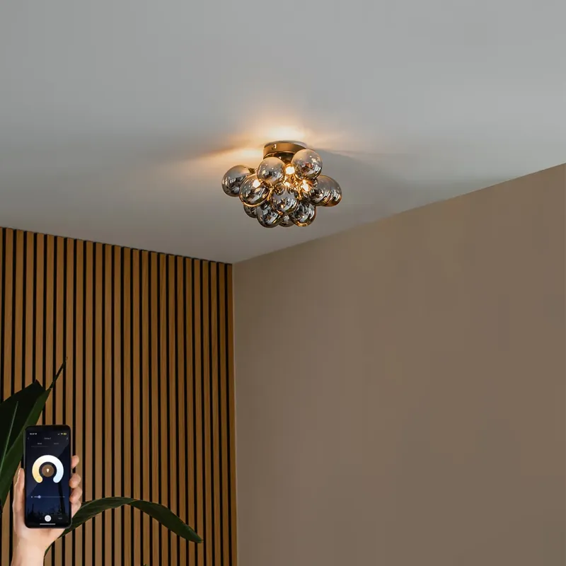 Akciós ár Okos mennyezeti lámpa fekete füstüveggel 3-lámpás Zigbee G9-cel - Uvas