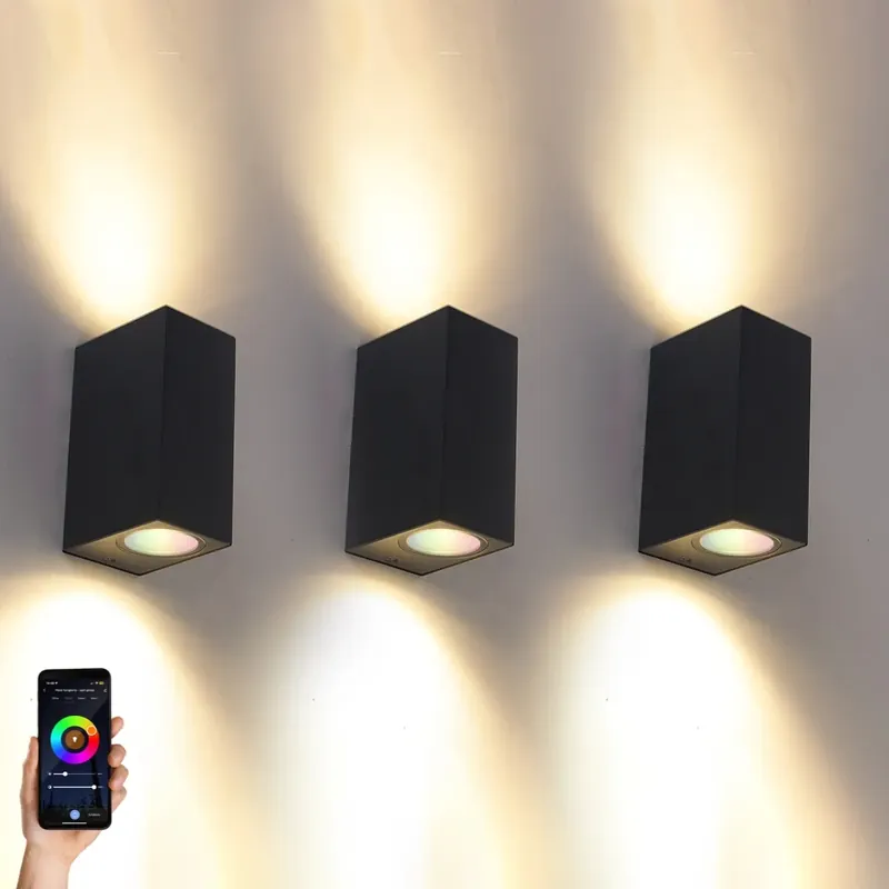 3 darabos intelligens fali lámpa szett fekete 2-lámpás IP44 Zigbee GU10-zel - Baleno Különleges ajánlat