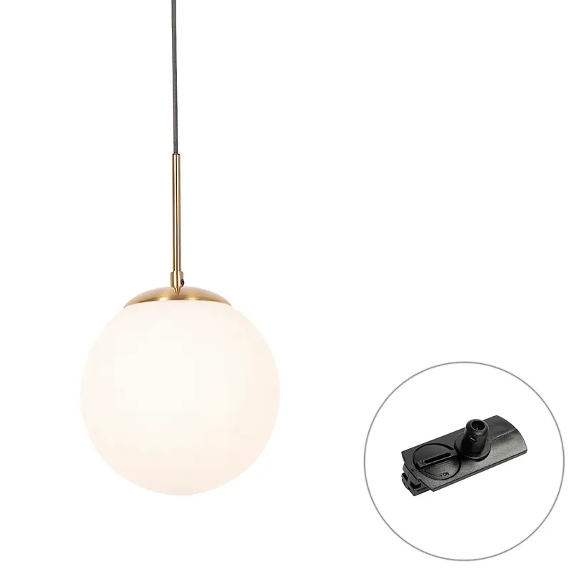 Art Deco függőlámpa arany színben, opálüveggel, fekete sínadapterrel, 1 fázisú - Iconic Flore Szuper akció