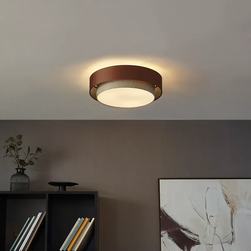 Modern mennyezeti lámpa sötét bronz színben, taupe színnel 50 cm 3-lámpás - Drum Duo Ne maradj le