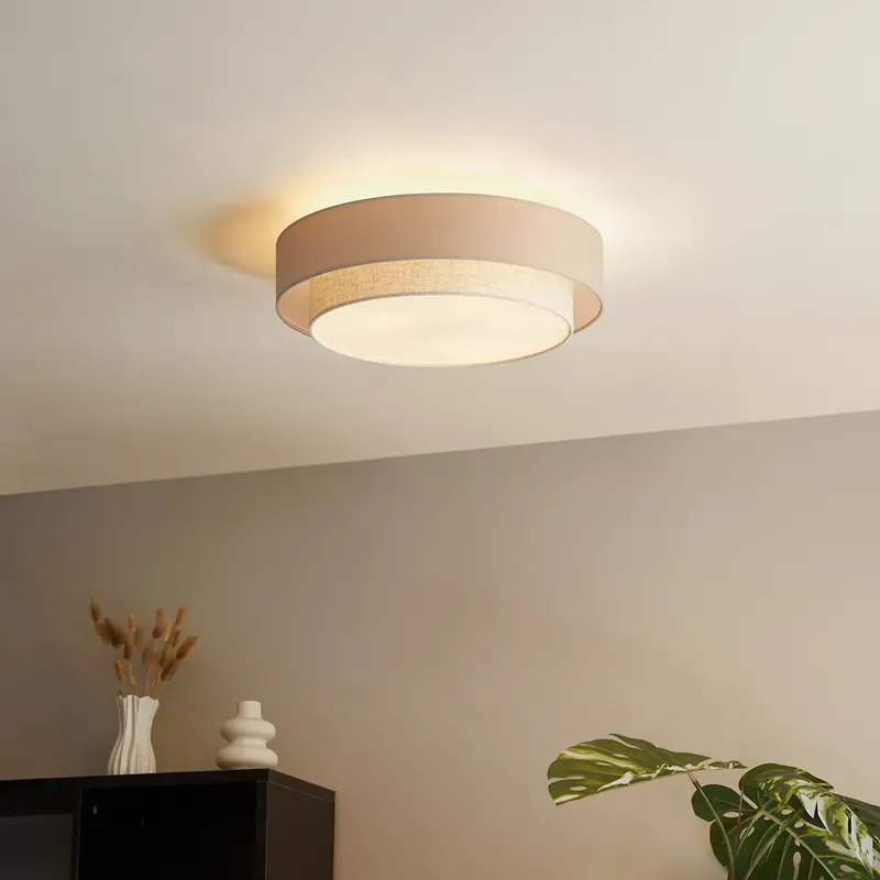 Azonnali szállítás Modern mennyezeti lámpa bézs 50cm 3-lámpás - Drum Duo
