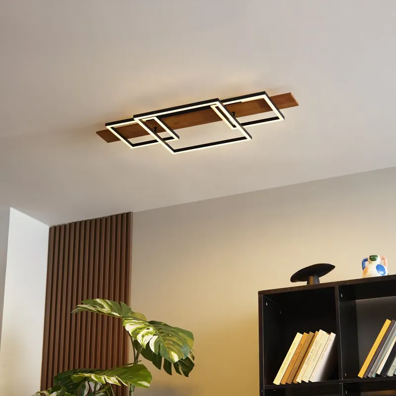 Design mennyezeti lámpa fekete négyzet alakú LED-del 3 lépésben dimmelhető - Nimue Azonnal elérhető