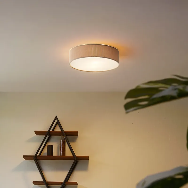 Kedvezmény Modern mennyezeti lámpa taupe színben, bársonyernyővel, 38 cm, 2-lámpás - Luz