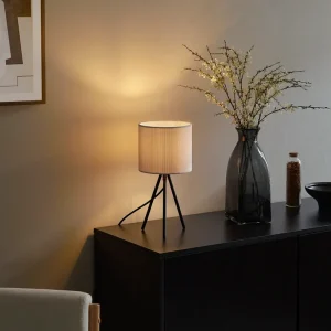 Utolsó esély Modern, háromlábú asztali lámpa fehér színben, bársonyernyővel - Luz