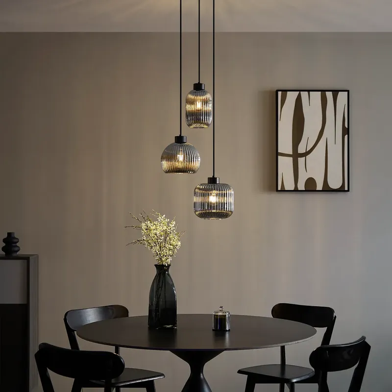 Design függőlámpa fekete füstüveggel, 3-lámpás - Ana Kiárusítás