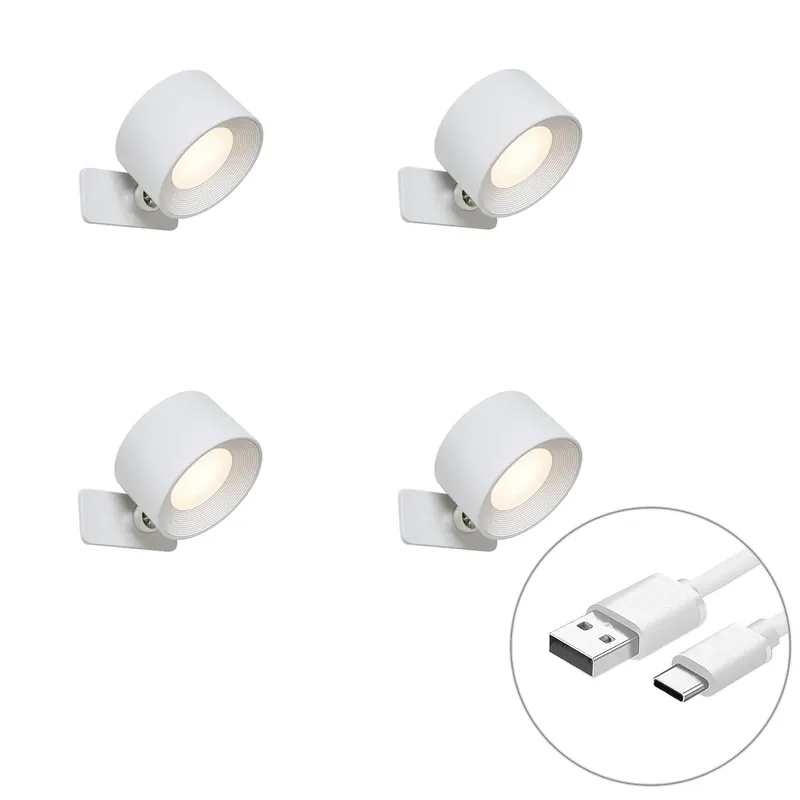 4 darabos modern fehér fal- és mennyezeti lámpa szett LED-del, újratölthető - Bright Gyors kiszállítás