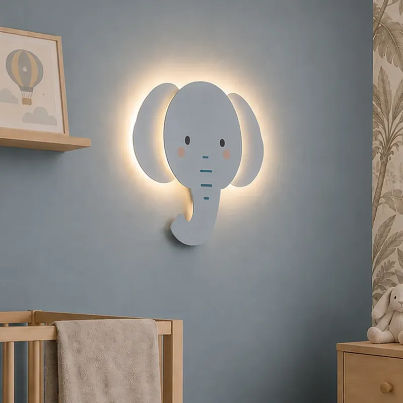 Outlet Gyerekszoba fali lámpa kék LED-del, 3 fokozatban dimmelhető - Ellie az Elefánt