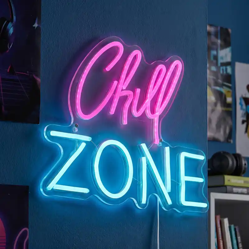 Kedvezményes ár Neon fali lámpa rózsaszín és kék LED-del - Chill Zone