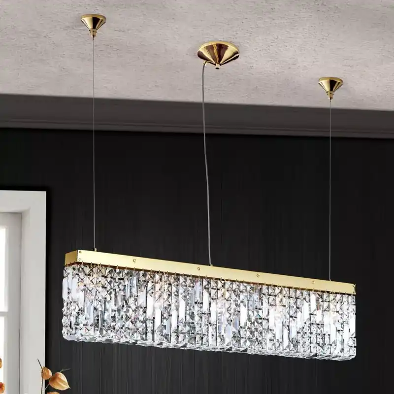 Prémium RING Art Deco kristály csillár, arany, 90×9 cm