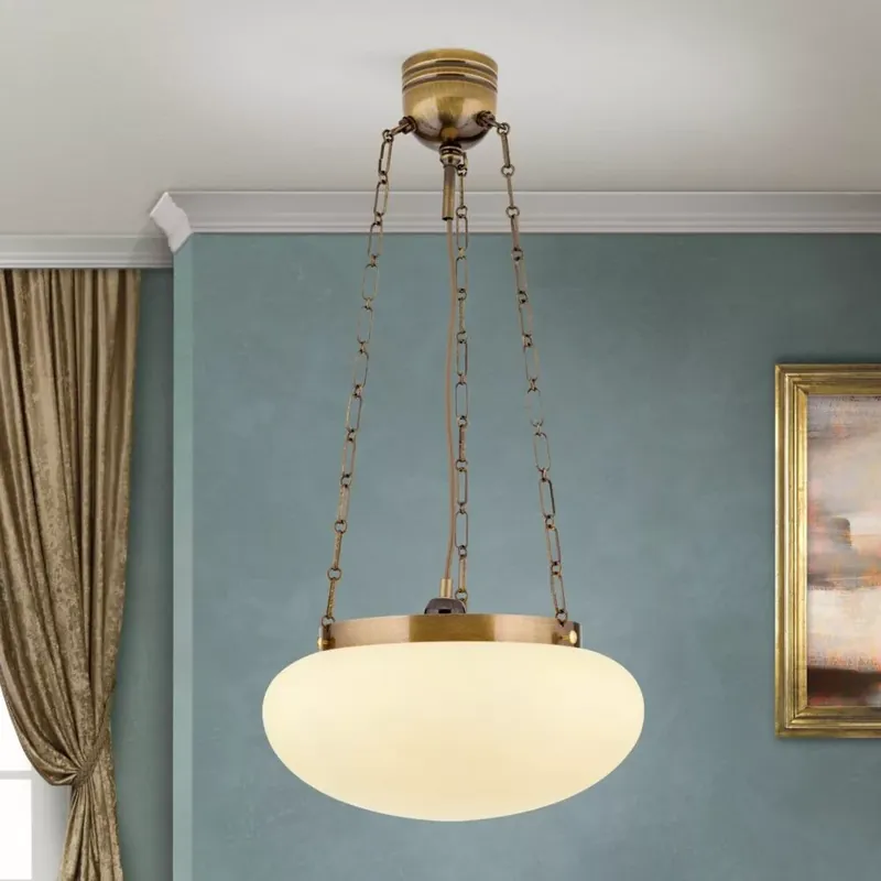 Olcsó WIENER NOSTALGIE klasszikus függőlámpa, patina, matt sárga, 40/110cm