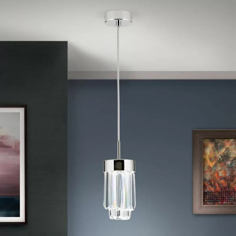 PRISM modern LED kristály függőlámpa, króm Olcsó