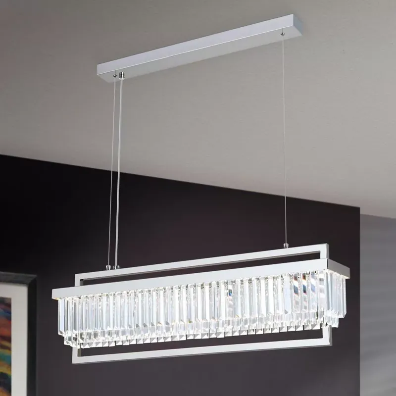 PRISM LED kristálycsillár, hosszúkás, króm Biztonságos fizetés