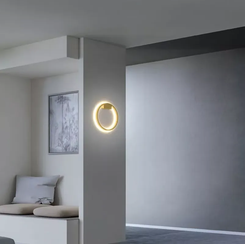 Nézd meg most FEBE modern LED fali lámpa, kerek, indirekt, arany, 4000K, 40 cm