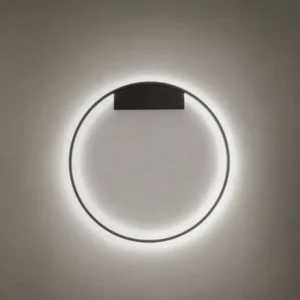 Árcsökkenés FEBE modern LED fali lámpa, kerek, indirekt, matt fekete, 40 cm