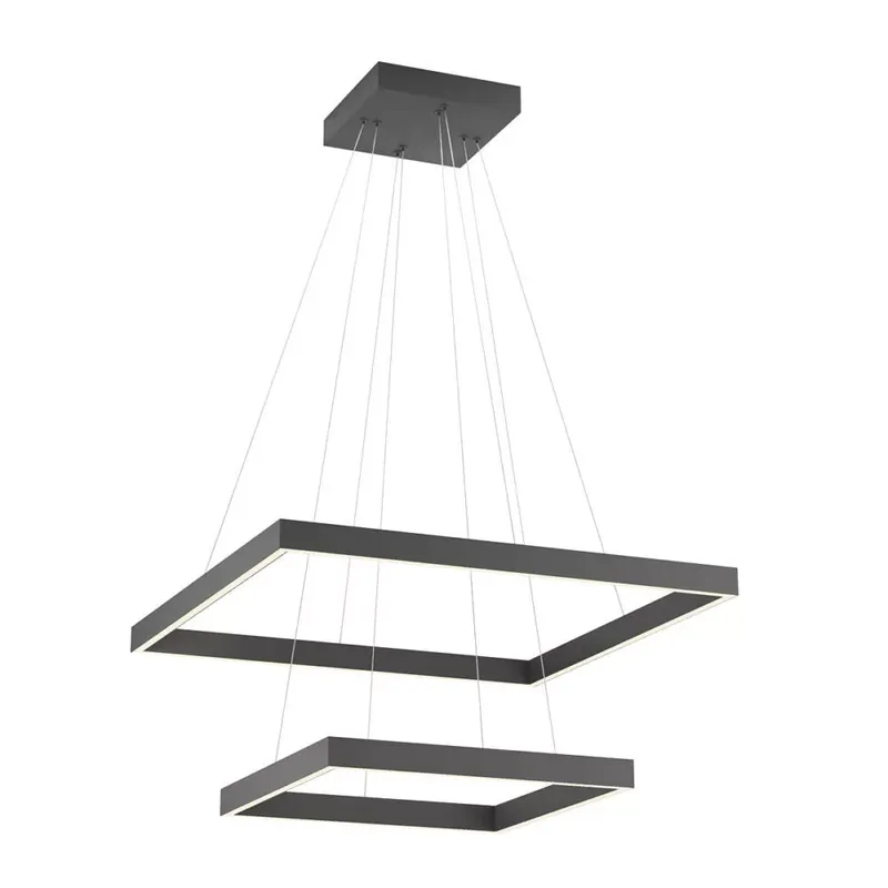 FEBE modern LED csillár, matt fekete, szögletes, 75W/4000K Prémium