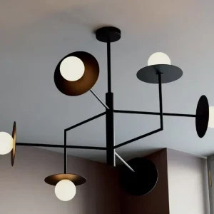 Végkiárusítás PLATO design csillár, hatos, matt fekete
