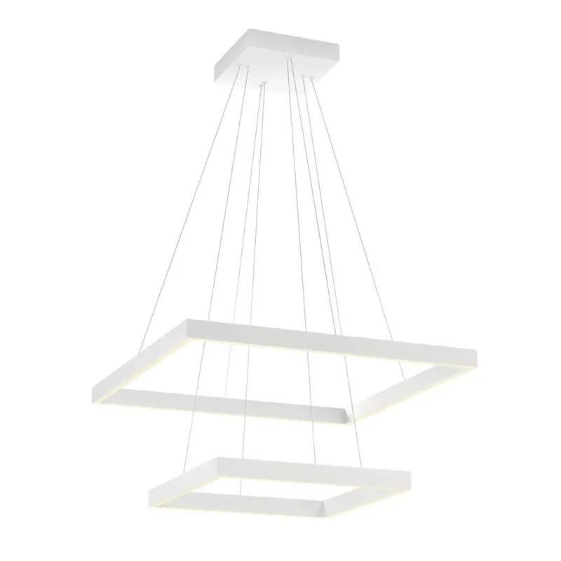 FEBE modern LED csillár, matt fehér, szögletes, 75W, 5100lm, 4000K Prémium