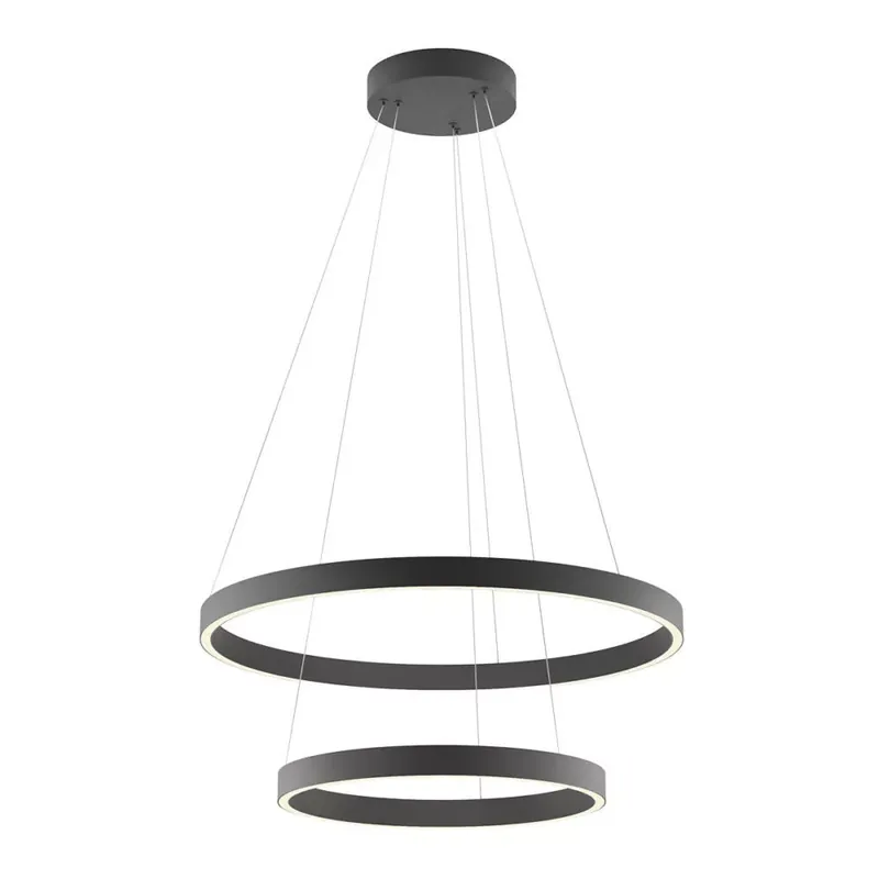 FEBE modern LED függőlámpa, fekete, 60+40 cm átmérő, 4000K Expressz szállítás