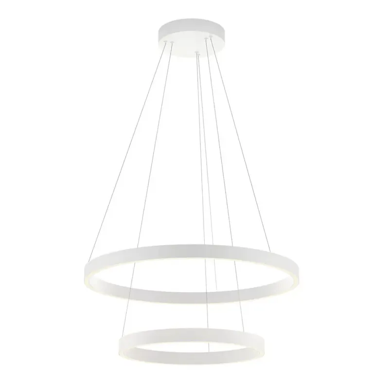 Csak ma FEBE modern LED függőlámpa, matt fehér, 60 és 40 cm átmérő