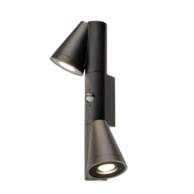 T-TUBE SENSOR fekete GU10 IP44 duplafejű mozgásérzékelős kültéri fali lámpa Ne maradj le