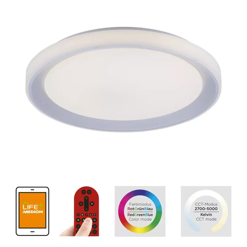 Exkluzív ajánlat Leuchten Direkt LOLA smart-LENI LED 15110-21 mennyezetlámpa, 40W LED, 2700-5000K+RGB, 3600 lm