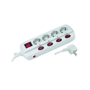 Legkelendőbb Ultratech EKT4 4-es elosztó túlfeszültség védelemmel, kapcsolókkal, 2m 3x1mm2 vezetékkel, 16A, 3680W