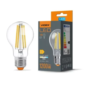 Videx Filamentszálas A60 LED izzó 10 W-os natúr fehér E27-es foglalattal Alacsony ár