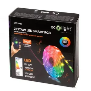 EcoLight Smart RGB led szalag, 7,2W, 300lm/m, IP20, 5m/tekercs Olcsóbb