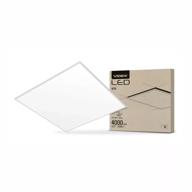 Videx 595 x 595-ös 40 W-os natúr fehér LED panel 4000lm 6000K Biztonságos vásárlás