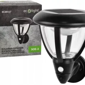 EcoLight Napelemes fali lámpa mozgásérzékelővel és alkonykapcsolóval SOE-3 Szuper ajánlat
